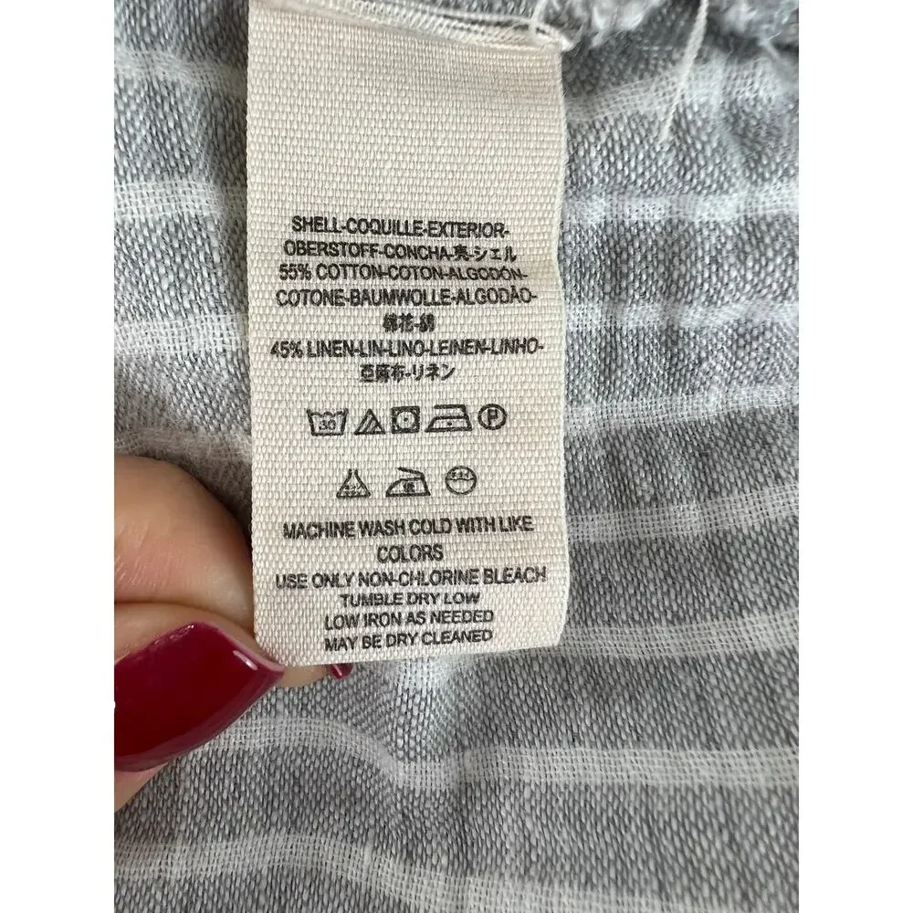 Free People Gray White Striped Button-Down Living Color Mini Dress Size M Medium